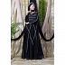 Party wear abaya with hand embroidery work- Black